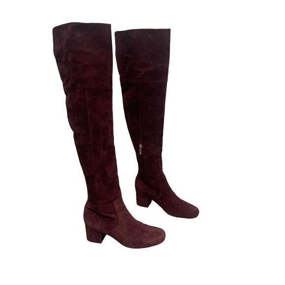 Sam Edelman Elina Burgundy Suede Leather Over the Knee Boots Women’s Size 5